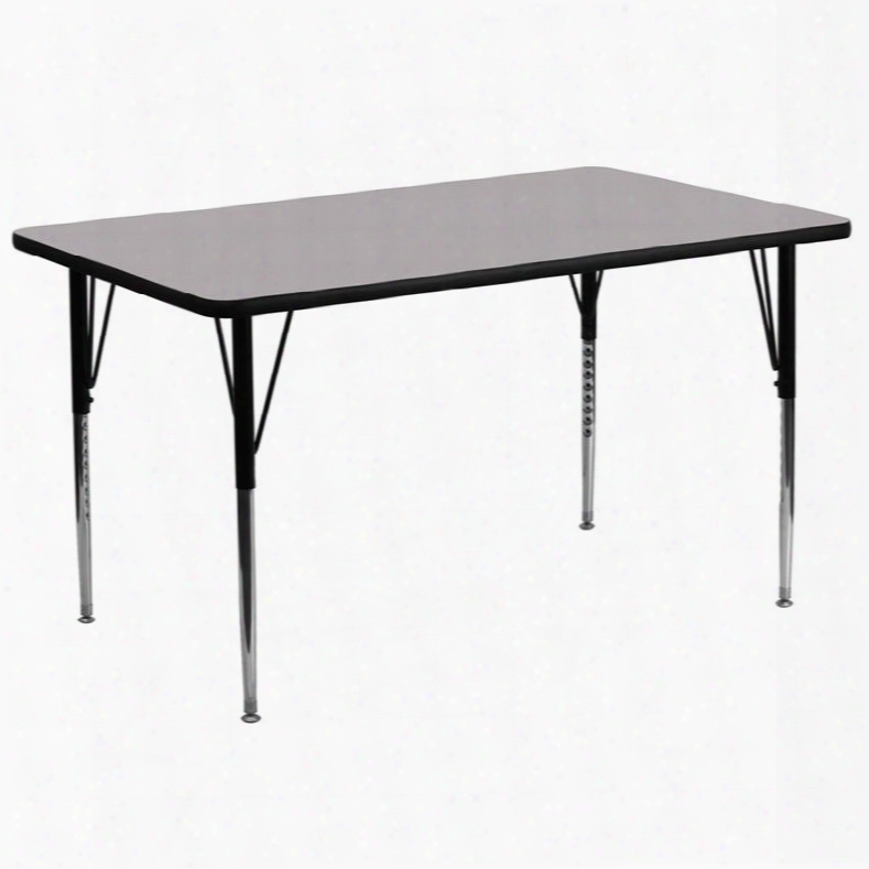 Xu-a3072-rec-gy-t-a-gg 30'w X 72'l Rectangular Activity Table With Grey Thermal Fused Laminate Top And Standard Height Adjustable