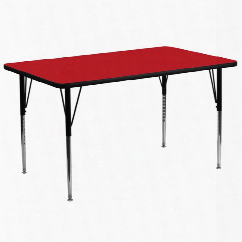 Xu-a3072-rec-red-h-a-gg 30'w X 72'l Rectangular Activity Table With 1.25' Thick High Pressure Red Laminate Top And Standard Height Adjustable