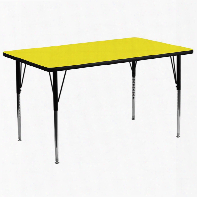 Xu-a3072-rec-yel-h-a-gg 30'w X 72'l Rectangular Activity Table With 1.25' Thick High Pressure Yellow Laminate Top And Standard Height Adjustable