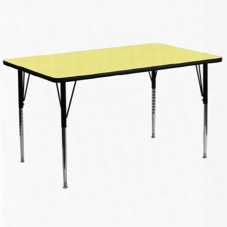 Xu-a3072-rec-yel-t-a-gg 30'w X 72'l Rectangular Activity Table With Yellow Thermal Fused Laminate Top And Standard Height Adjustable