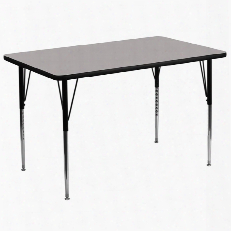 Xu-a3672-rec-gy-h-a-gg 36'w X 72'l Rectangular Activity Table With 1.25' Thick High Pressure Grey Laminate Top And Standard Height Adjustable