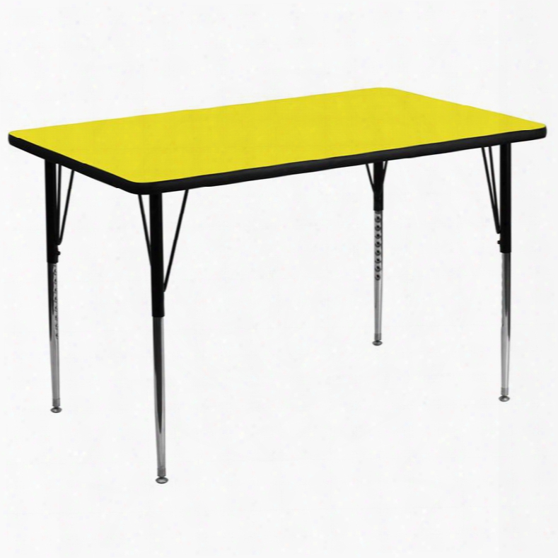 Xu-a3672-rec-yel-h-a-gg 366'w X 72'l Rectangular Activity Table With 1.25' Thick High Pressure Yellow Laminate Top And Standard Height Adjustable