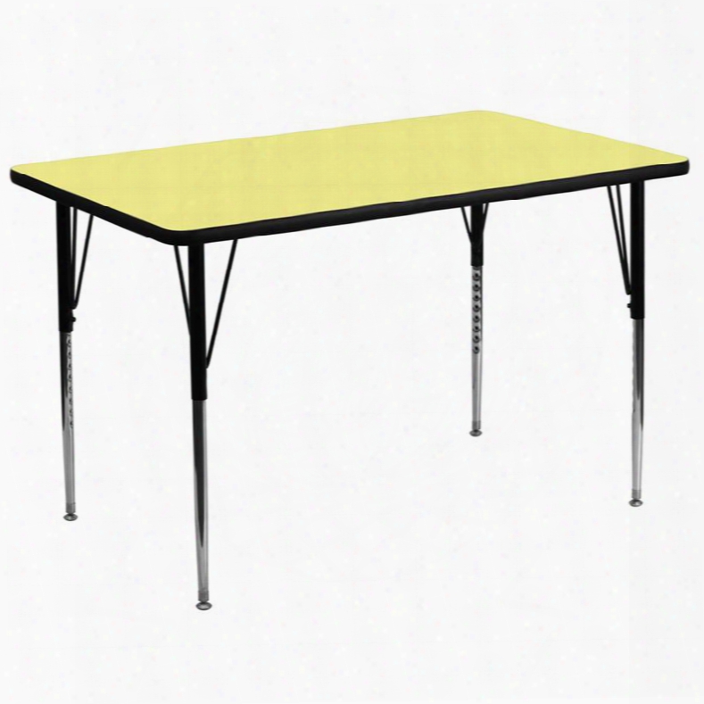 Xu-a3672-rec-yel-t-a-gg 36'w X 72'l Rectangular Activity Table With Yellow Thermal Fused Lminate Top And Standard Height Adjustable