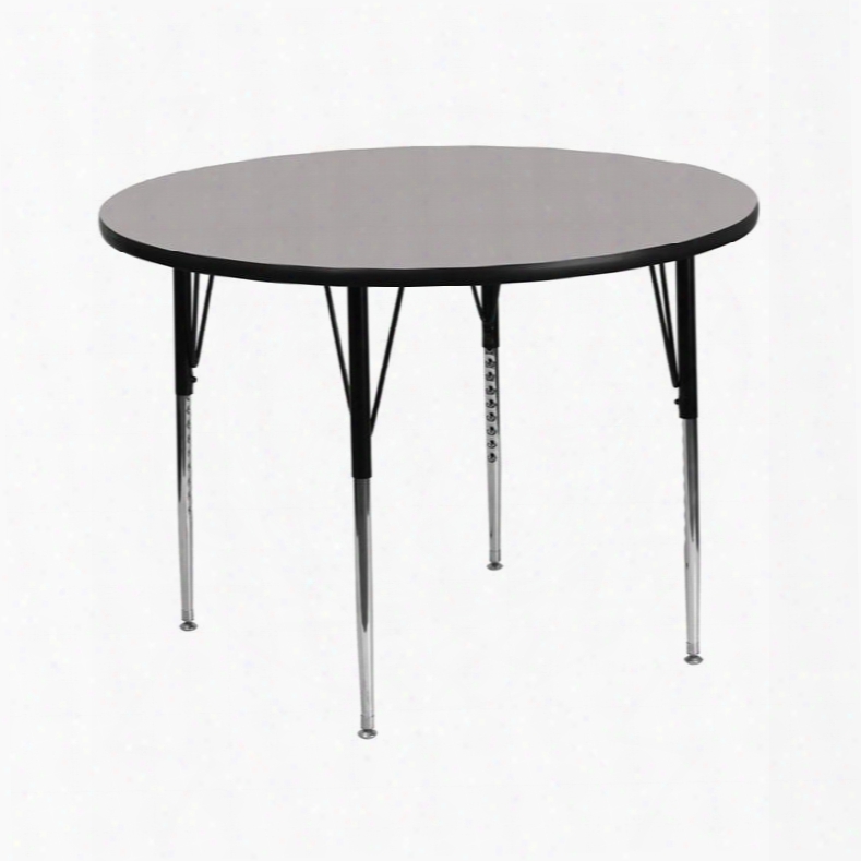 Xu-a42-rnd-gy-h-a-gg 42' Round Activity Table With 1.25' Thick High Pressure Grey Laminate Top And Standard Height Adjusatble