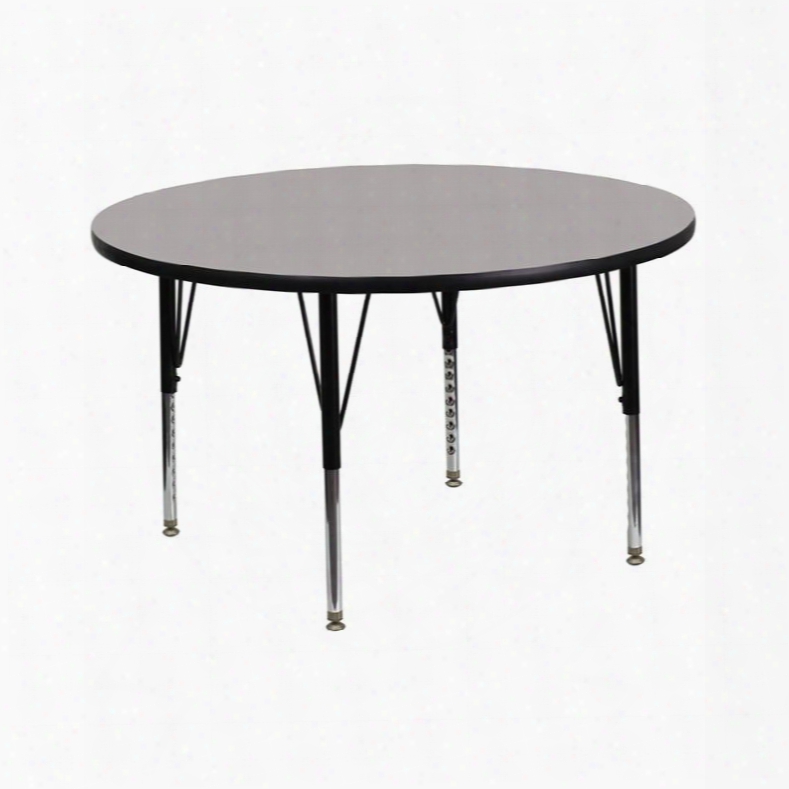Xu-a42-rnd-gy-h-p-gg 42' Round Activity Table With 1.25' Thick High Pressure Grey Laminate Top And Height Adjustable Pre-school