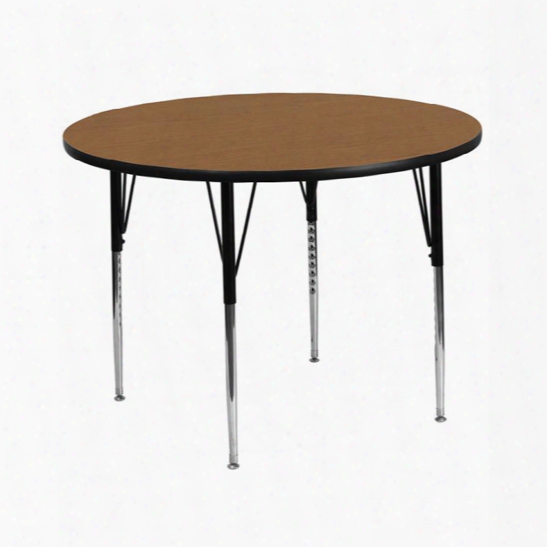 Xu-a42-rnd-oak-t-a-gg 42' Round Activity Table With Oak Thermal Fused Laminate Top And Standard Height Adjustable