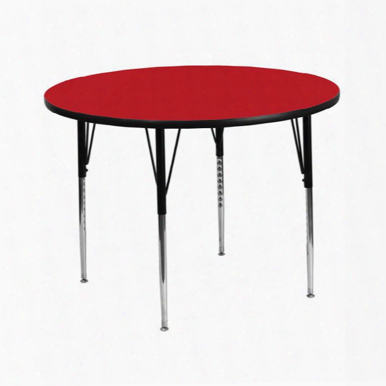 Xu-a42-rnd-red-h-a-gg 42' Round Activity Table With 1.25' Thick High Pressure Red Laminate Top And Standard Height Adjustable