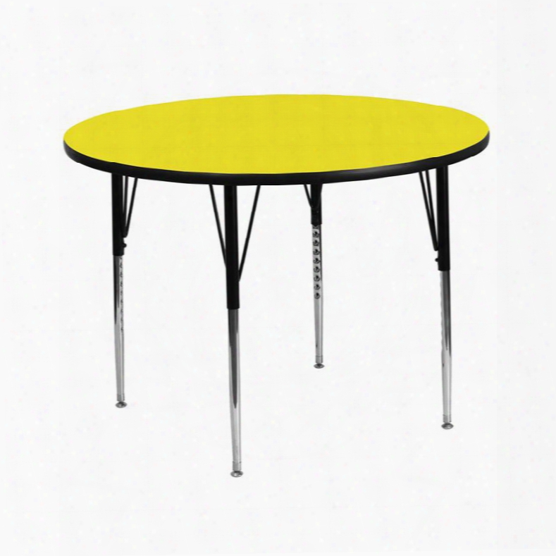 Xu-a42-rnd-yel-h-a-gg 42' Round Activity Table With 1.25' Thick High Pressure Yellow Laminate Top And Standard Height Adjustable