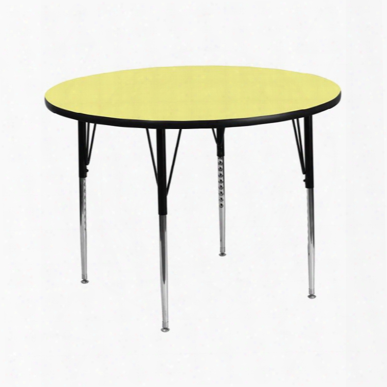 Xu-a42-rnd-yel-t-a-gg 42' Round Activity Table With Yellow Thermal Fused Laminate Top And Standard Height Adjuztable