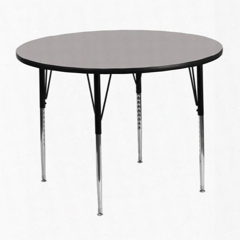 Xu-a48-rnd-gy-h-a-gg 48' Round Activity Table With 12.5' Thick High Pressure Grey Laminate Top And Standard Height Adjustable