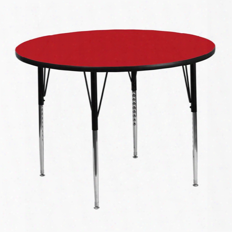 Xu-a48-rnd-red-h-a-gg 48' Round Activity Table With 1.25' Thick High Pressure Red Laminate Top And Standard Height Adjustable