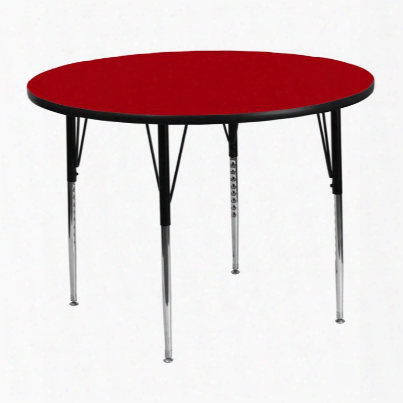 Xu-a48-rnd-red-t-a-gg 48' Round Activity Table With Red Thermal Fused Laminate Top And Standard Height Adjustable