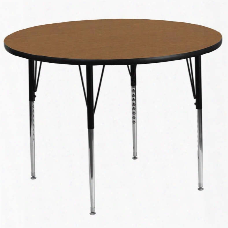 Xu-a60-rnd-oak-t-a-gg 60' Round Activity Table With Oak Thermal Fused Laminate Top And Standard Height Adjust Able