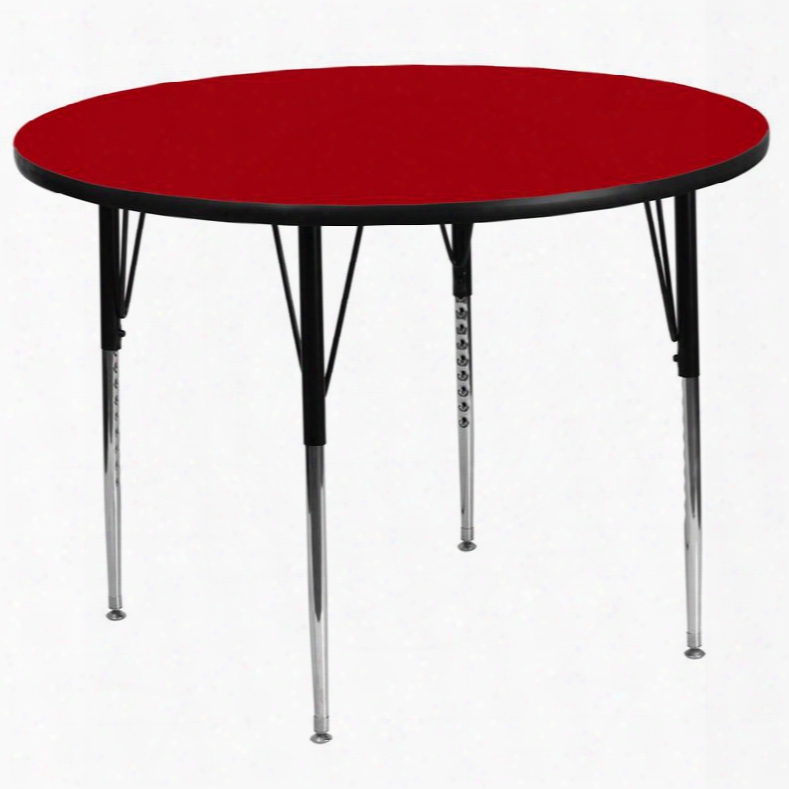 Xu-a60-rnd-red-t-a-gg 60' Round Activity Table With Red Thermal Fused Laminate Top And Standard Height Adjustable