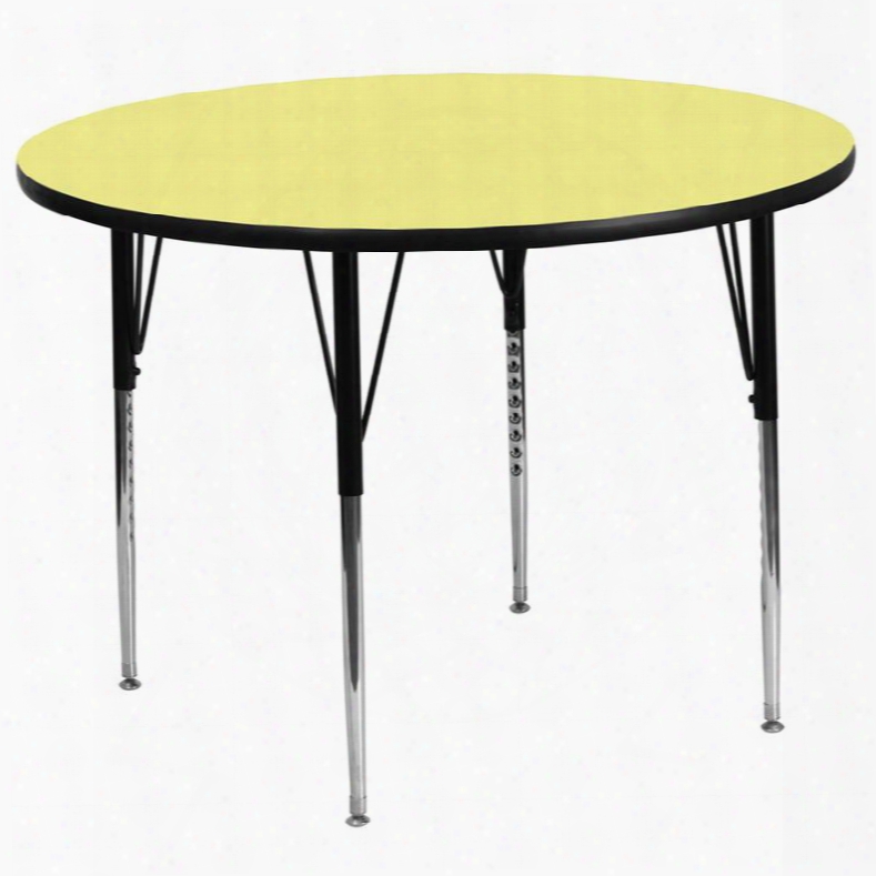 Xu-a60-rnd-yel-t-a-gg 60' Round Activity Table With Yellow Thermal Fused Laminate Top And Standard Height Adjustable