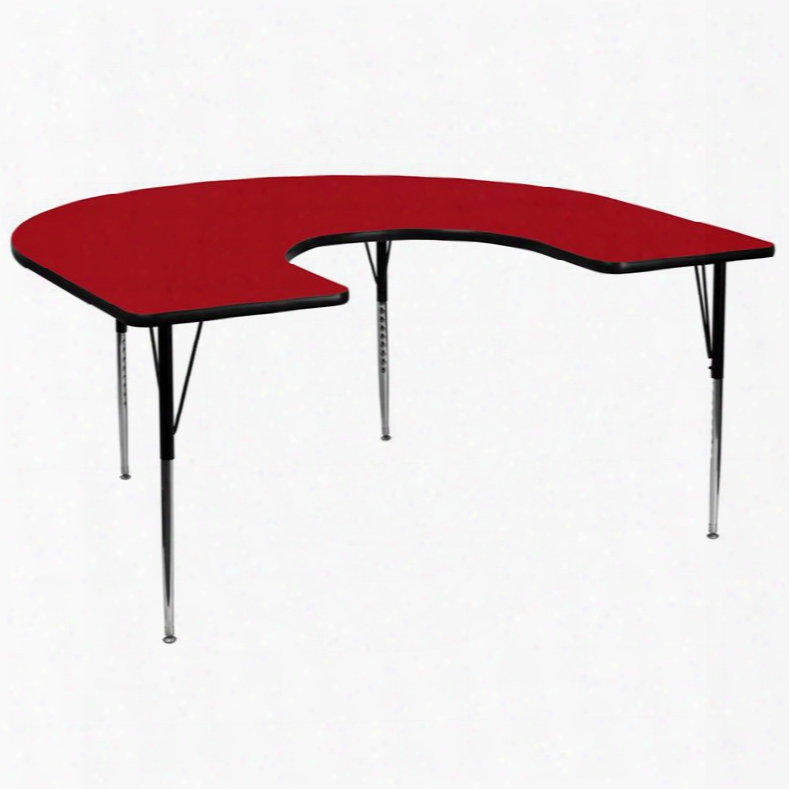 Xu-a6066-hrse-red-t-a-gg 60'w X 66'l Horseshoe Activity Table With Red Thermal Fused Laminate Top And Standard Height Adjustable