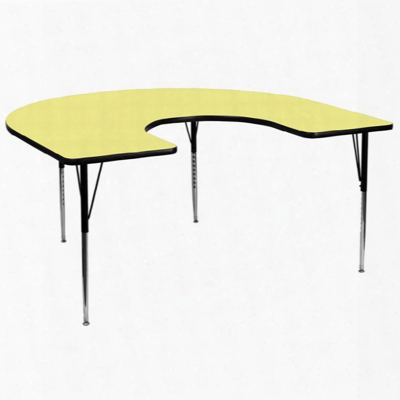 Xu-a6066-hrse-yel-t-a-gg 60'w X 66'l Horseshoe Activity Table With Yellow Thermal Fused Laminate Top And Standard Height Adjustable