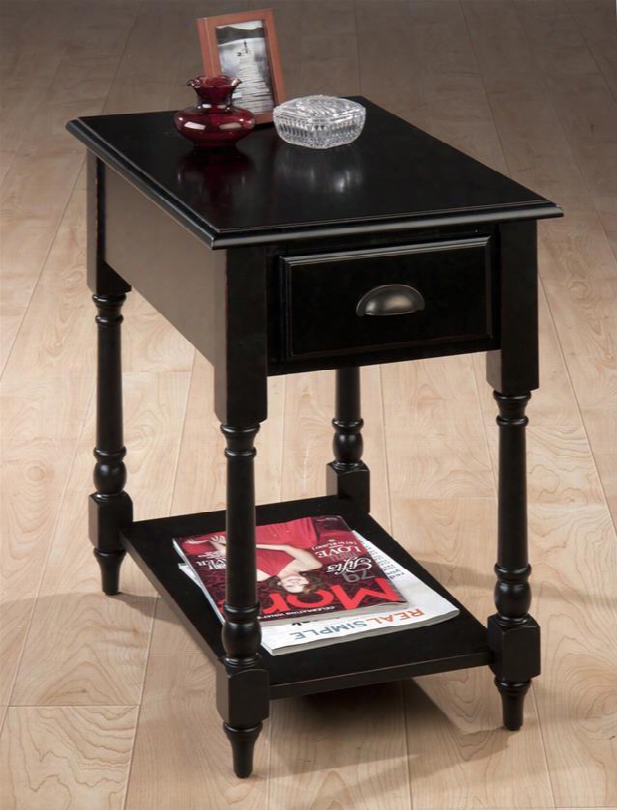 1034-7 Chairside Table With Turned Leg And Dark Antique Bronze Half Moon Hardware In Antique