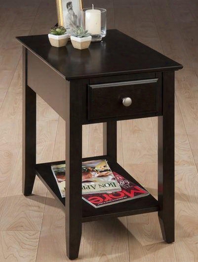 1037-7 Chairside Table With Bookmatch Inlay And Round Brushed Nickel Hardware In