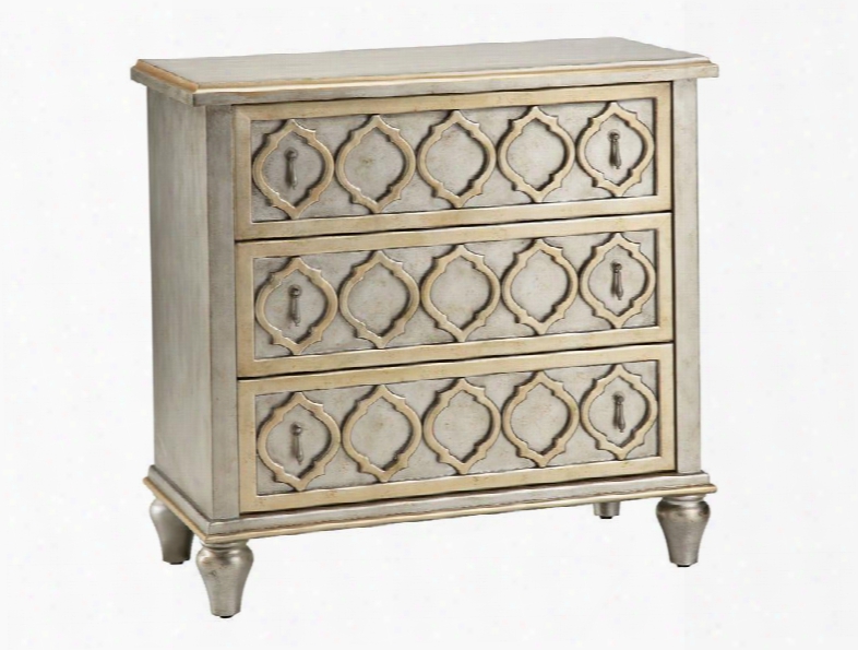 12047 Naomi Three-drawer Accent Chest With An Enticing Silver And Champagne