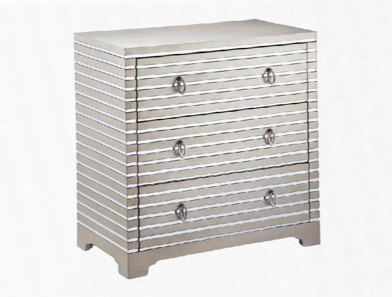 12070 Foxy Three-drawer Chest With Alternating Bands Of Mirrors And Hand-painted Metallic