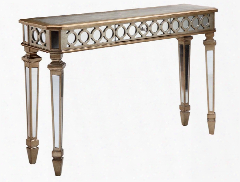 12360 Mikala Mirrored Console Table With Center