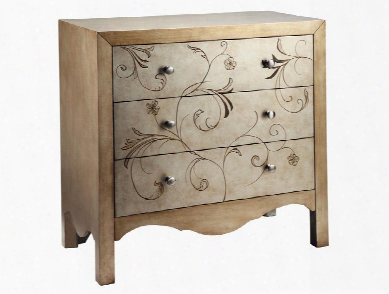 12365 Shannon 3-drawer Accent Chest With Subtle Two-tone Finish And Hand-painted Door