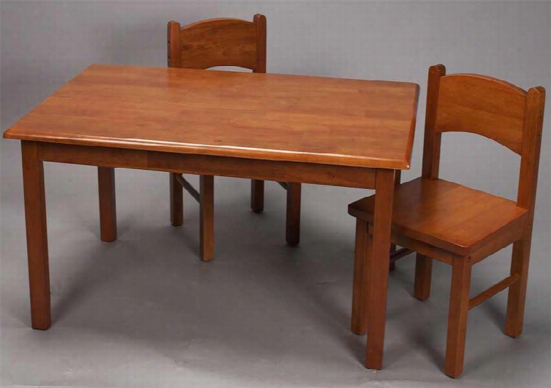 1406h Natural Hardwood Rectangle Table And Set Of Two Chairs With Simple Design And Lightweight In