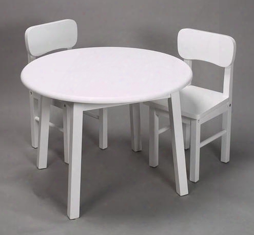 1407w 28" Round Table And Set Of Two Chairs With Simple Design Great For Smaller Children And Wood Construction In