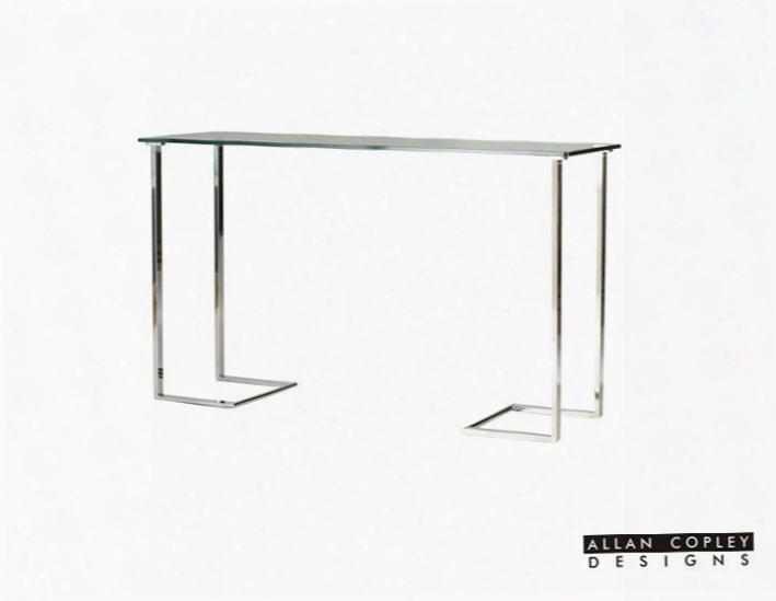 20803-03 Edwin Rectang Le Console Table With Glass Top On Chrome Plated