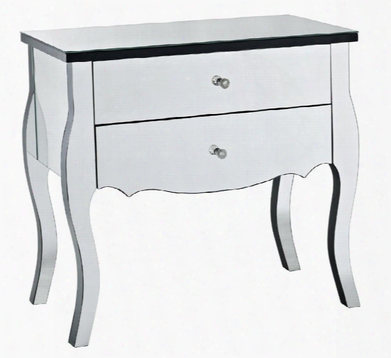 233-515 28" Mirrored Console With 2 Drawers Decorative Hardware And Tapered