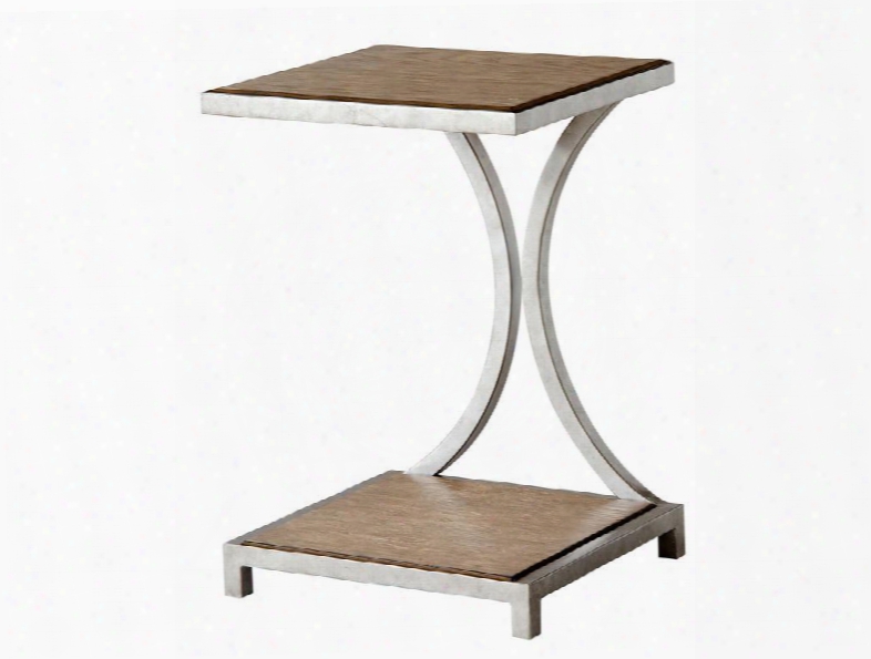 240-041 Palos Heights Chairside Table With Wood And Metal Construction In Weathered Oak