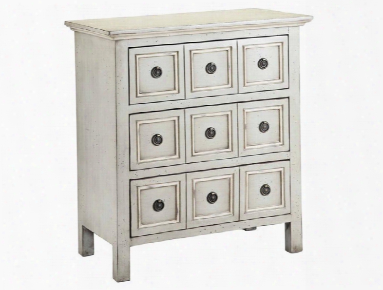 28284 Chesapeake Chest With Three Drawers In Hand Painted Aged Soft Light Cadet Grey And Cream