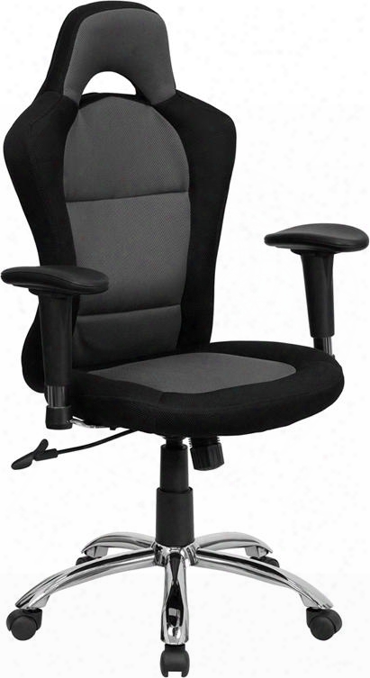 28.75" Task Chair With Swivel Seat Pneumatic Seat Height Adjustment Tilt Tension Adjustment Knob  Tilt Lock Mechanism And Mesh Upholstered In Black And