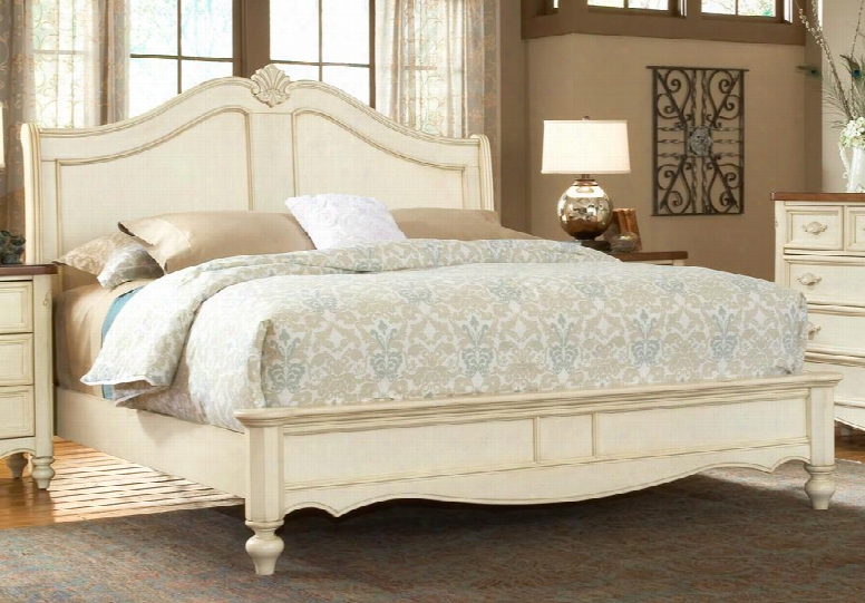 3501-66sle Chateau King Sleigh Bed In Antique White With Rub Through Highlights And