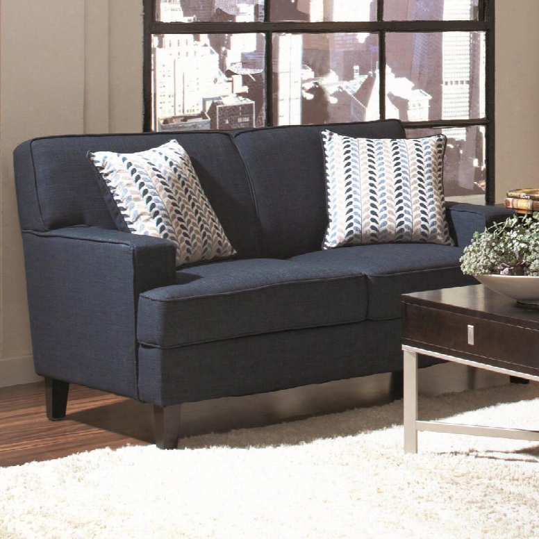 504322 Finley Contepmorary Blue Love Seat With Transitional