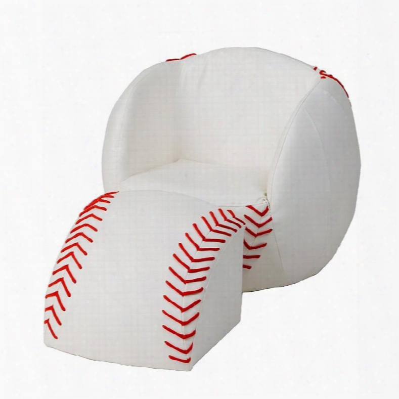 6740 Child's Upholstered Baseball Sports Chair And Ottoman With Wooden Base Construction And "milky-soft" Leather-like