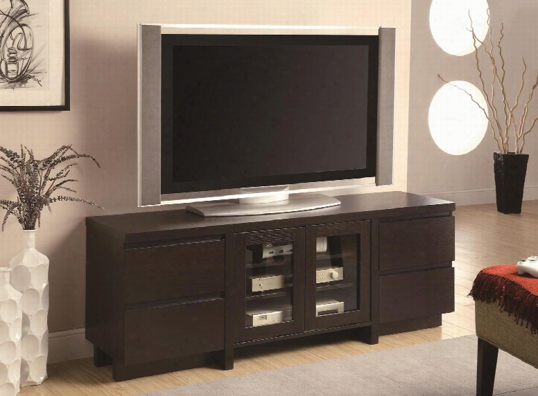 700695 Tv Stands Contemporary Tv Console With 4 Drawers & 2 Glass