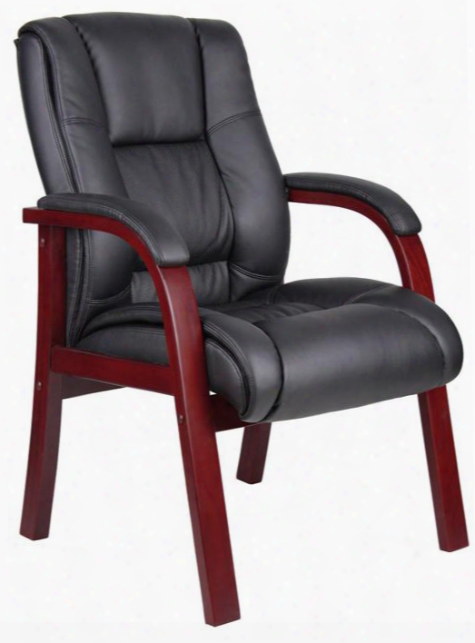 Aaria Collection Aeld40m-bk 19" Seat Height Office Eldorado Guest Chair: Mahogany Finished Frame - Black