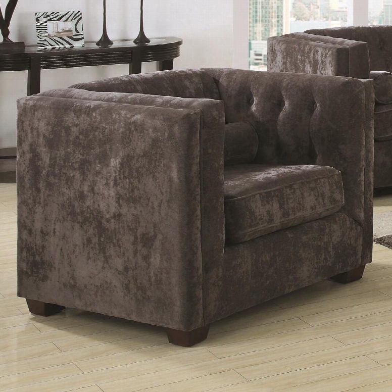 Alexis 504493 40" Chair With High Track Arms Fully Reversible Seat Cushions Lumbar Pillows Included And Chenille Fabric Upholstery In Charcoal