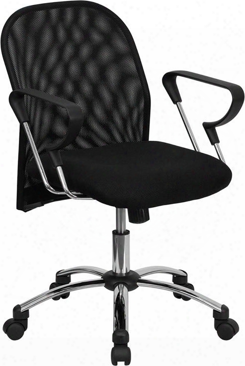 Bt-215-gg Mid-back Black Mesh Office Chair With Chrome