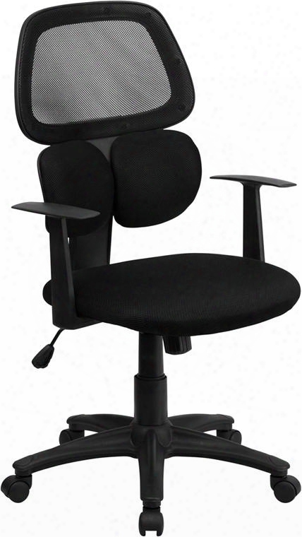 Bt-2755-bk-gg Mid-back Black Mesh Chair With Flexible Dual Lumbar