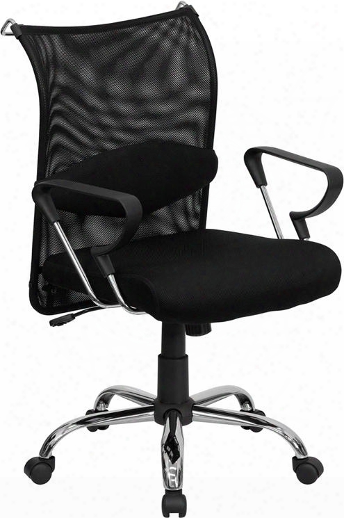Bt-2905-gg Mid-back Manager's Chair With Black Mesh Back And Padded Mesh