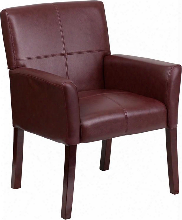 B T-353-bur-ggg Burgundy Leather Exceutive Side Chair Or Reception Chair With Mahogany