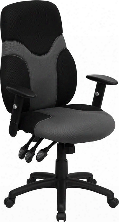 Bt-6001-gybk-gg High Back Ergonomic Black And Gray Mesh Task Chair With Adjustable