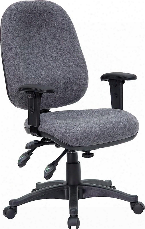 Bt Series Bt-662-gy-gg 38.50" - 43.25" Mid-back Multi-functional Swivel Computer Chair With Tilt Tension Adjustment Knob In Gray