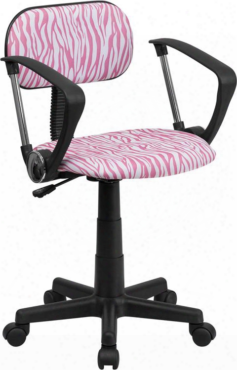 Bt-z-pk-a-gg Pink And White Zebra Print Computer Chair Wih