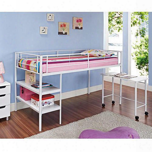 Btld46spwh Twin Low Loft Bed With Desk -