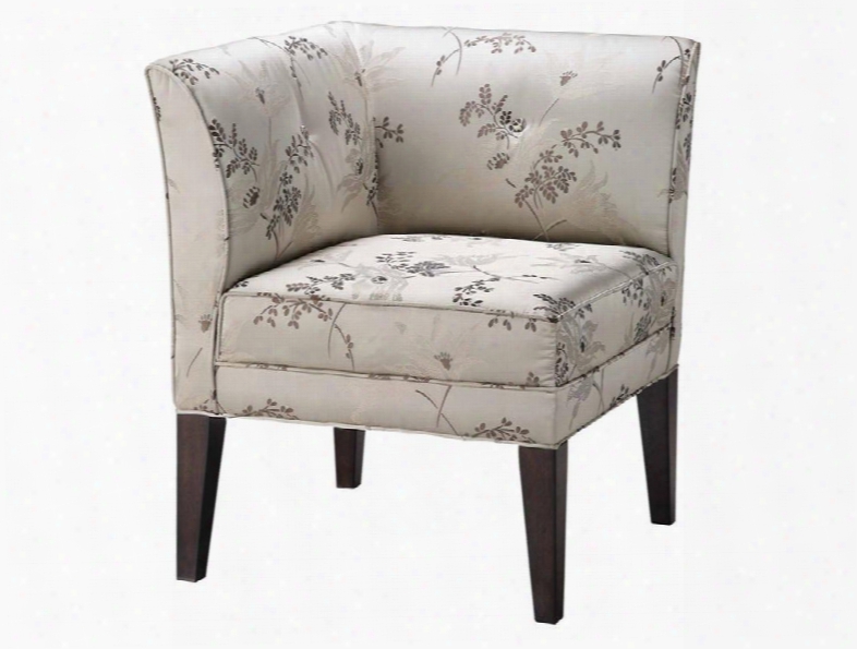 Celine 28381 32" Accent Chair With Chinese Walnut Frame Sin Gle Button Tufted Back And Rich Floral Fabric In Light