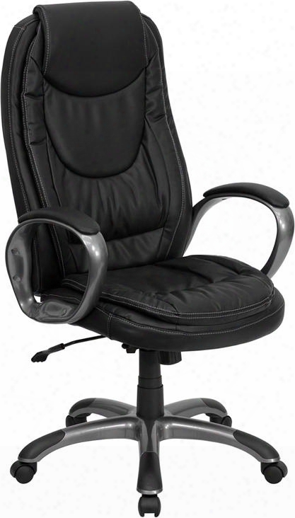 Ch-cx0068h04-gg 44.25" - 47.25" Executive Chair With Pneumatic Seat Height Adjustment Swivel Seat Tilt Lock Mechanism And Leathersoft Upholstery In Black